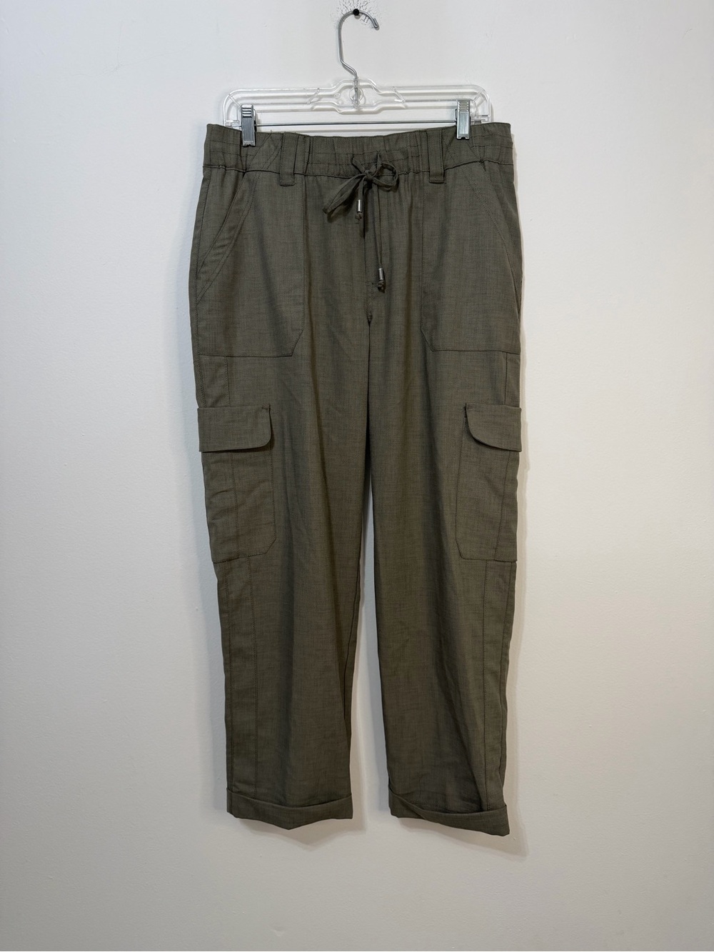 Democracy Olive Green Straight-Leg High Waist Utility Pant